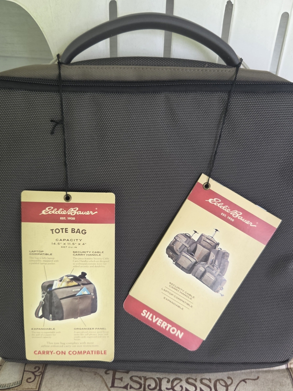 Eddie Bauer Charcoal Tote Bag with Top Handle